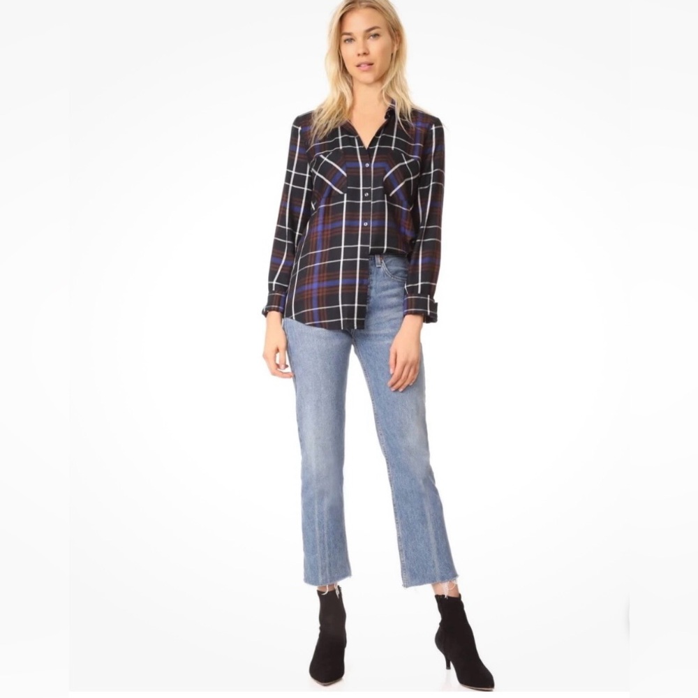 L'AGENCE Black and White Relaxed Button Down Shirt
